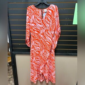 CAbi Saunter Maxi Dress Red Lavender Zebra Print S